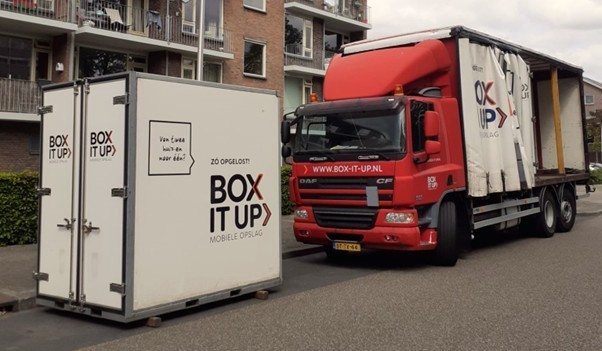 Box met Vrachtwagen OpslagBox BiU Bezorging